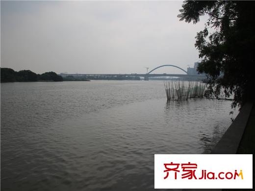 金地城南艺境离项目约200m的白鹭湖景观
