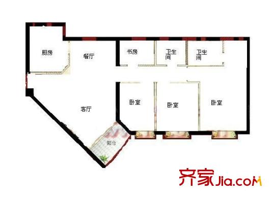 华府假日大厦 4室 户型图
