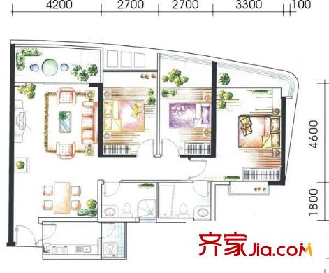 富通好旺角二期 3室 户型图