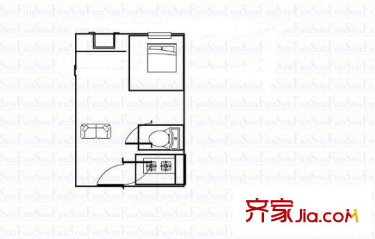 福临苑 1室 户型图
