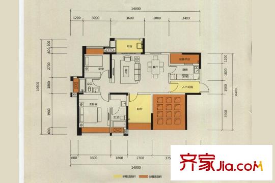 建曙高尔夫1号10栋03/05户型 4室2厅2卫1厨