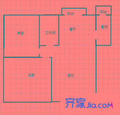 香林玫瑰园 2室 户型图