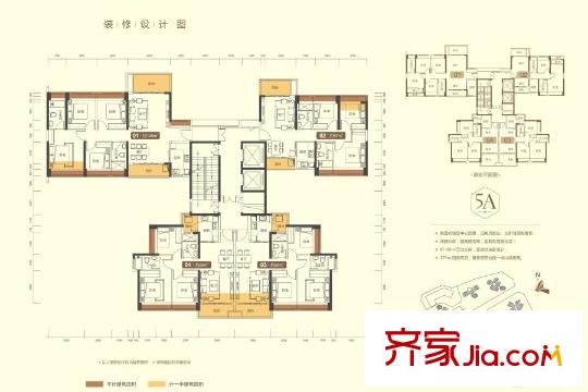 中粮凤凰里5A座户型图 3室2厅2卫1厨