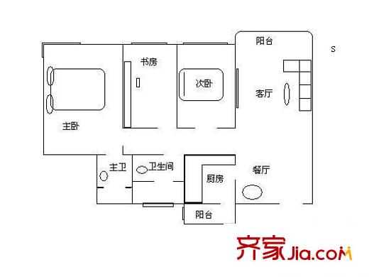 朗庭豪园 3室 户型图