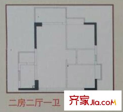 麒麟雅居(松岗)户型图2房2厅1卫 102平
