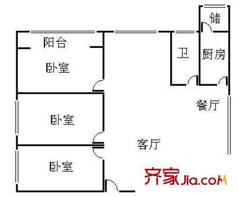 宝兴花园 3室 户型图