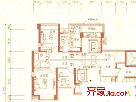 佳兆业水岸新都二期户型图38、39栋A座奇数层01+02 3室2厅2卫