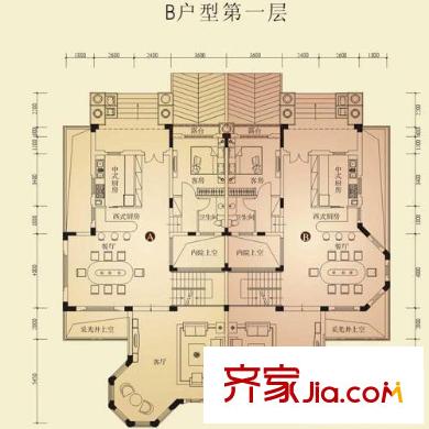 桂景园户型图B户型第一层 5室3厅6卫