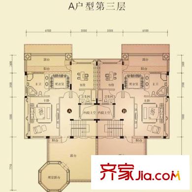 桂景园户型图A户型第三层 6室3厅5卫