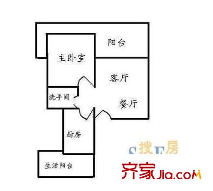 玉岭花园 1室 户型图