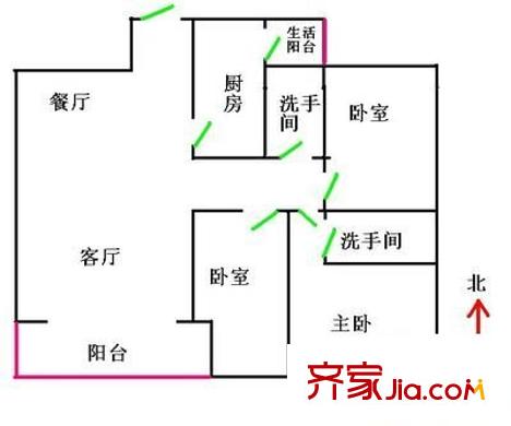 玉岭花园 3室 户型图