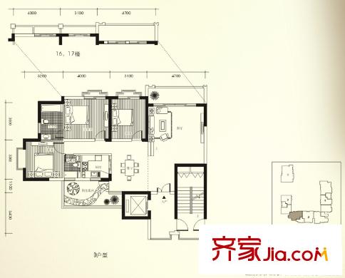 明舍御园户型图户型图4 3室2厅2卫1厨
