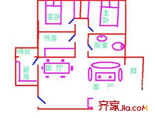 万科城市花园户型图户型图_2 4室2厅2卫1厨