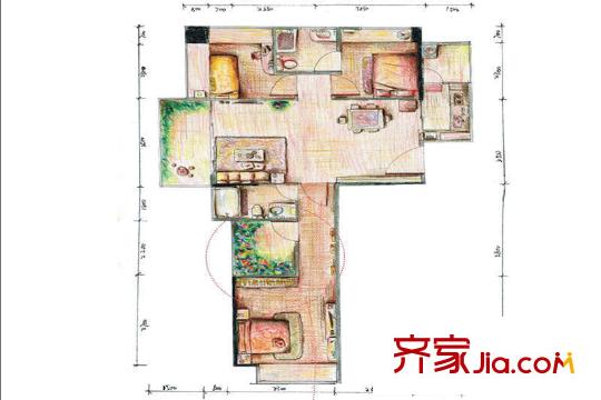 横岗花半里・薇博户型图88平户型 3室2厅1卫1厨