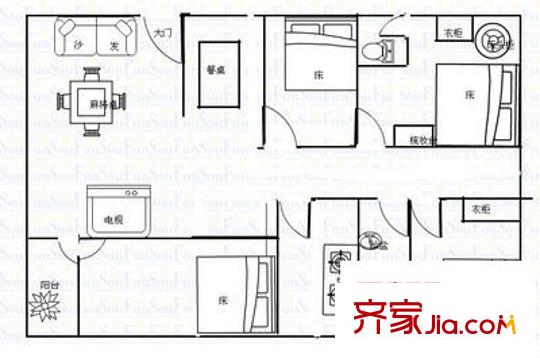 宝城花园 4室 户型图