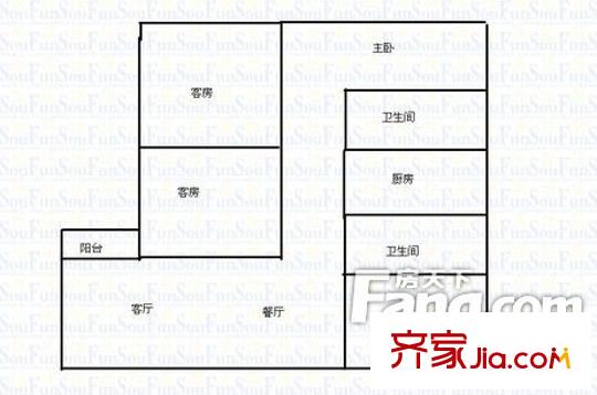 赛格景苑户型图四房两厅两卫面积约156平方米 4室2厅2卫1厨