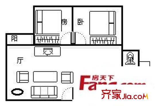 新世界家园 2室 户型图