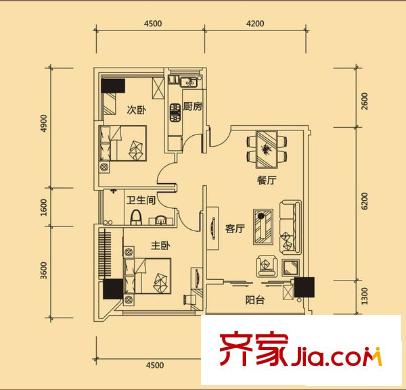 泰美园 2室 户型图