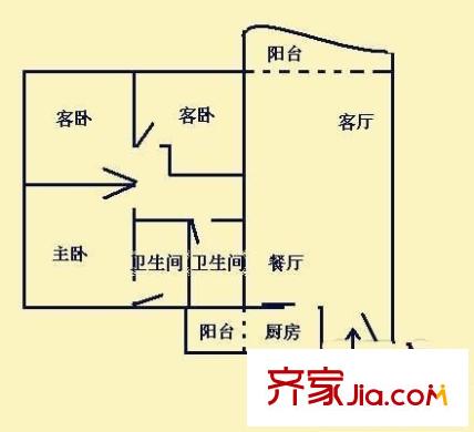 荔枝花园 2室 户型图