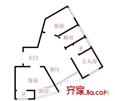 长泰花园 3室 户型图