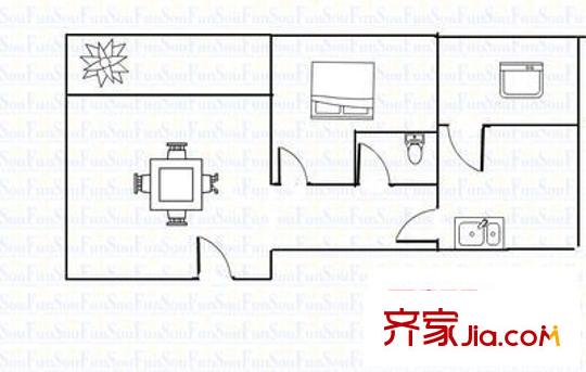 城投青莲公寓 1室 户型图