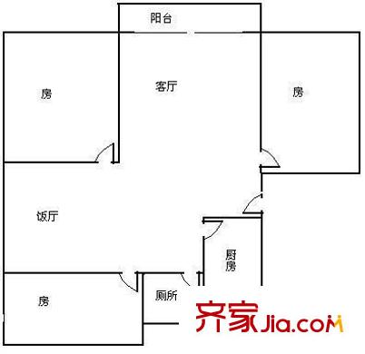华茂苑二期 2室2厅1卫 户型图
