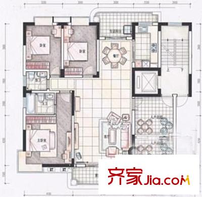 欧景城花园 3室 户型图