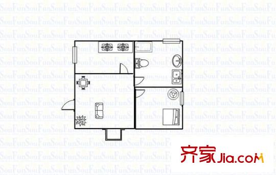 欧景城花园 1室 户型图