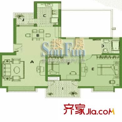 万源城E1户型图222 户型图 2室2厅2卫1厨