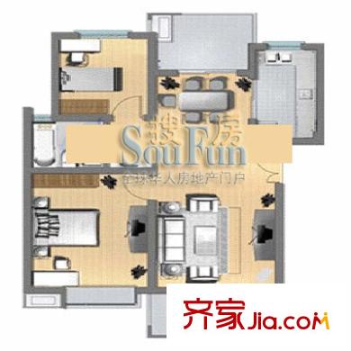 万源城E1户型图221 户型图 2室2厅1卫1厨