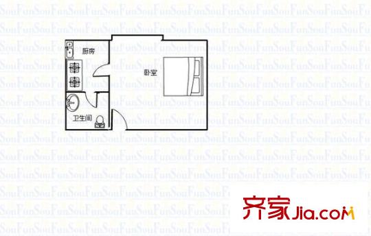 深业岭秀名苑 1室 户型图