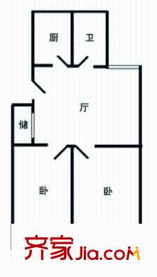 虹莘新村北区户型图2室1厅1卫1厨