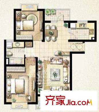 都市宜家户型图户型图 2室2厅1卫1厨
