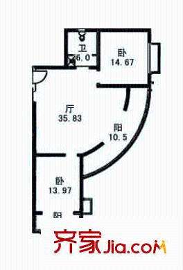 九州家园户型图2室1厅1卫1厨