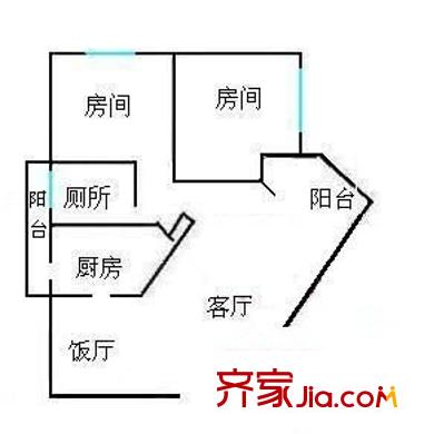 中银花园 2室 户型图