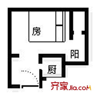 旭飞华安园户型图一房一厅一卫一厨 1室1厅1卫1厨