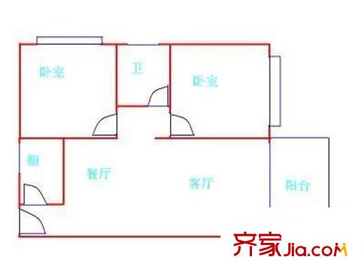 先科花园 2室 户型图