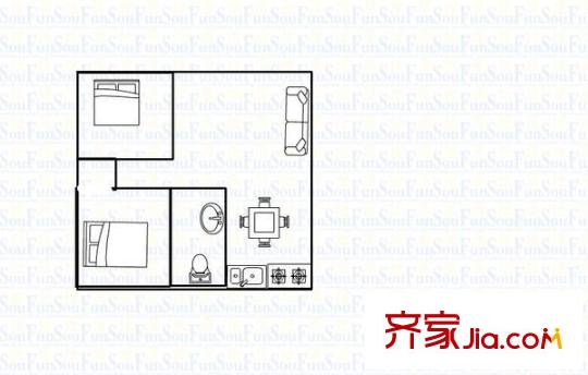 和兴花园 2室 户型图