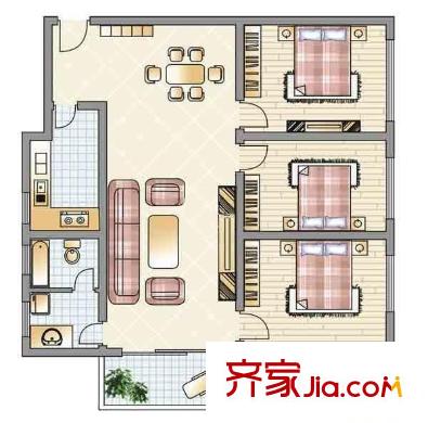 愉康大厦 3室 户型图