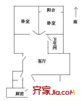 愉康大厦 3室 户型图