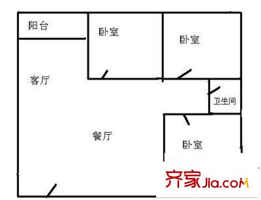 愉康大厦 3室 户型图