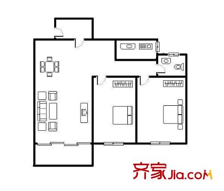 龙都花园 2室 户型图