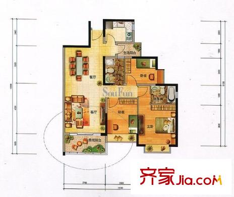 深业新岸线三期 3室 户型图