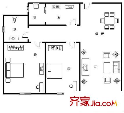龙都花园 2室 户型图