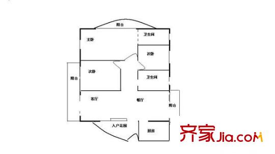 风临洲 3室 户型图