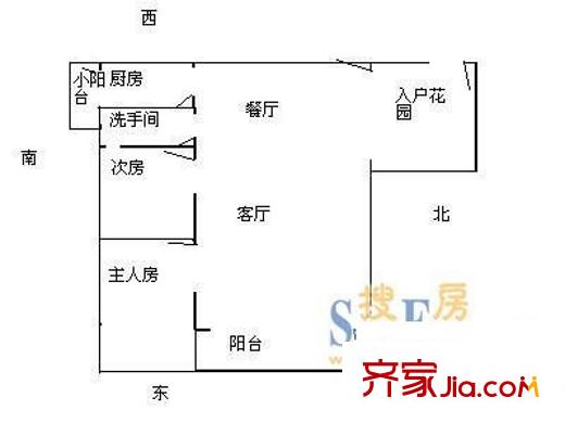 城市丽都花园 2室 户型图
