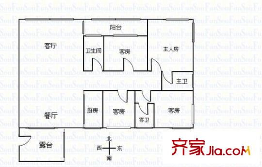 城市丽都花园 4室 户型图