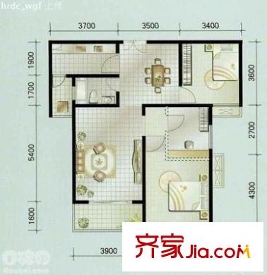 城市丽都花园 2室 户型图