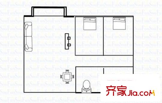 海印长城二期 2室 户型图