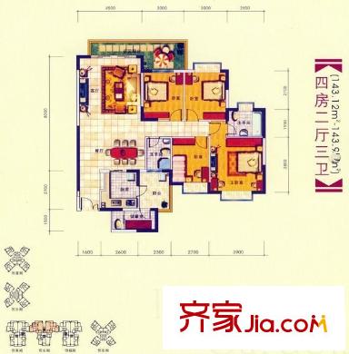 恒安花园 4室 户型图